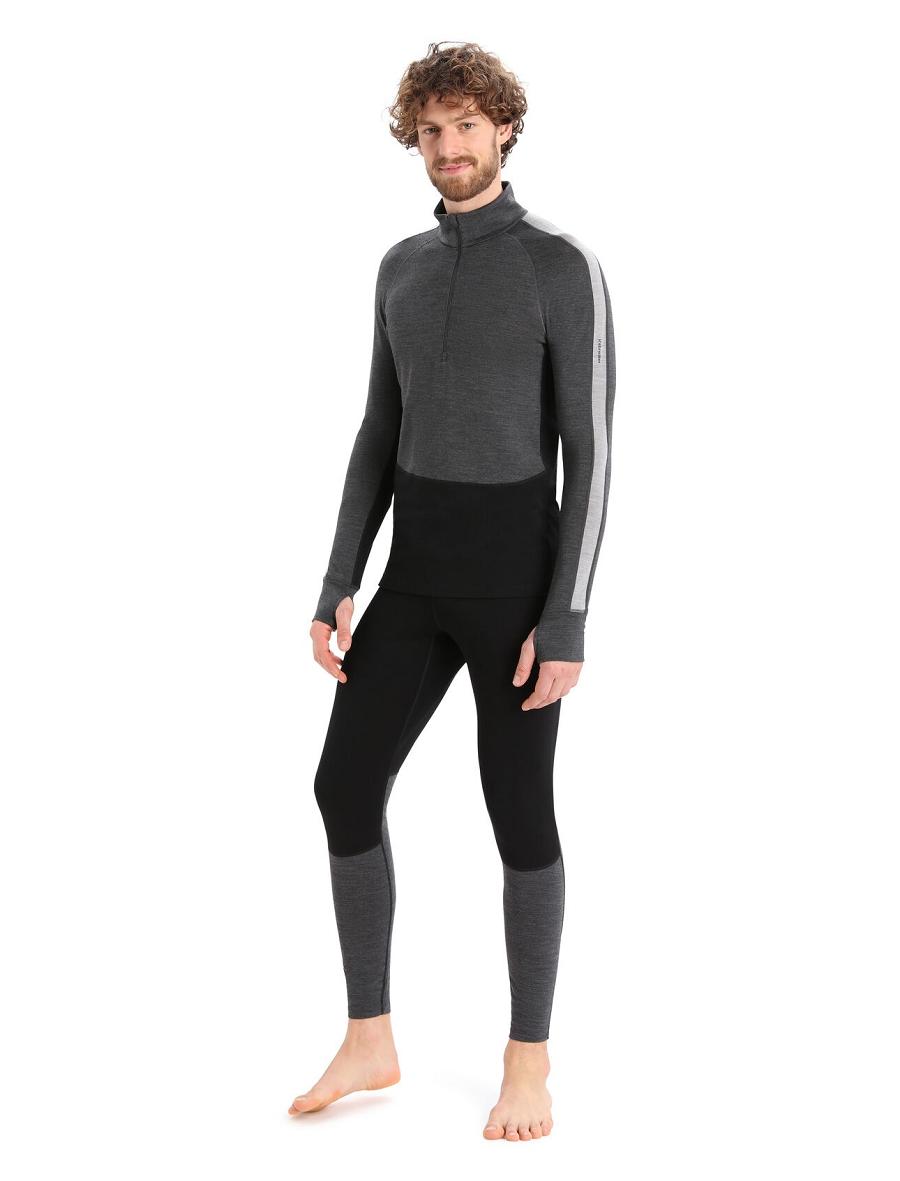 Base Layers Icebreaker 260 ZoneKnit™ Merino Long Sleeve Half Zip Męskie Czarne | PL 1622YXFU